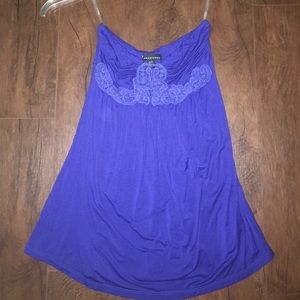 Blue Embroidery Strapless Top